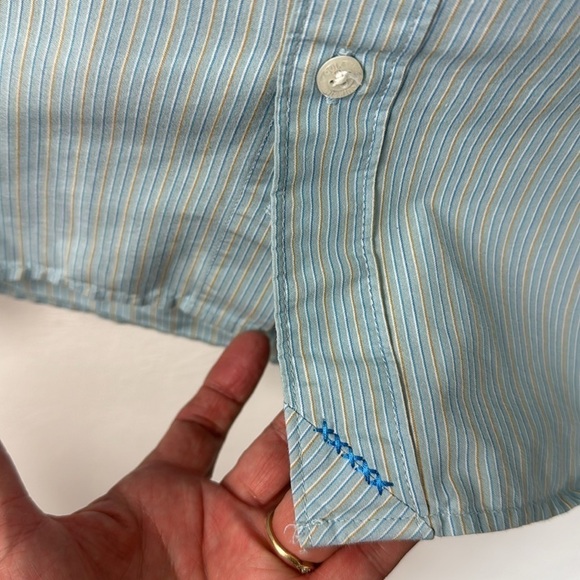 Quiksilver Button Front Short Sleeve Camp Shirt Men's L Blue Striped Outdoors - Picture 4 of 13